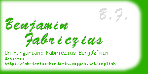 benjamin fabriczius business card